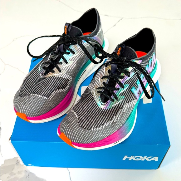 Hoka Cielo X1 Black/Electric Sky Aqua Carbon Running Shoe - Picture 12 of 15